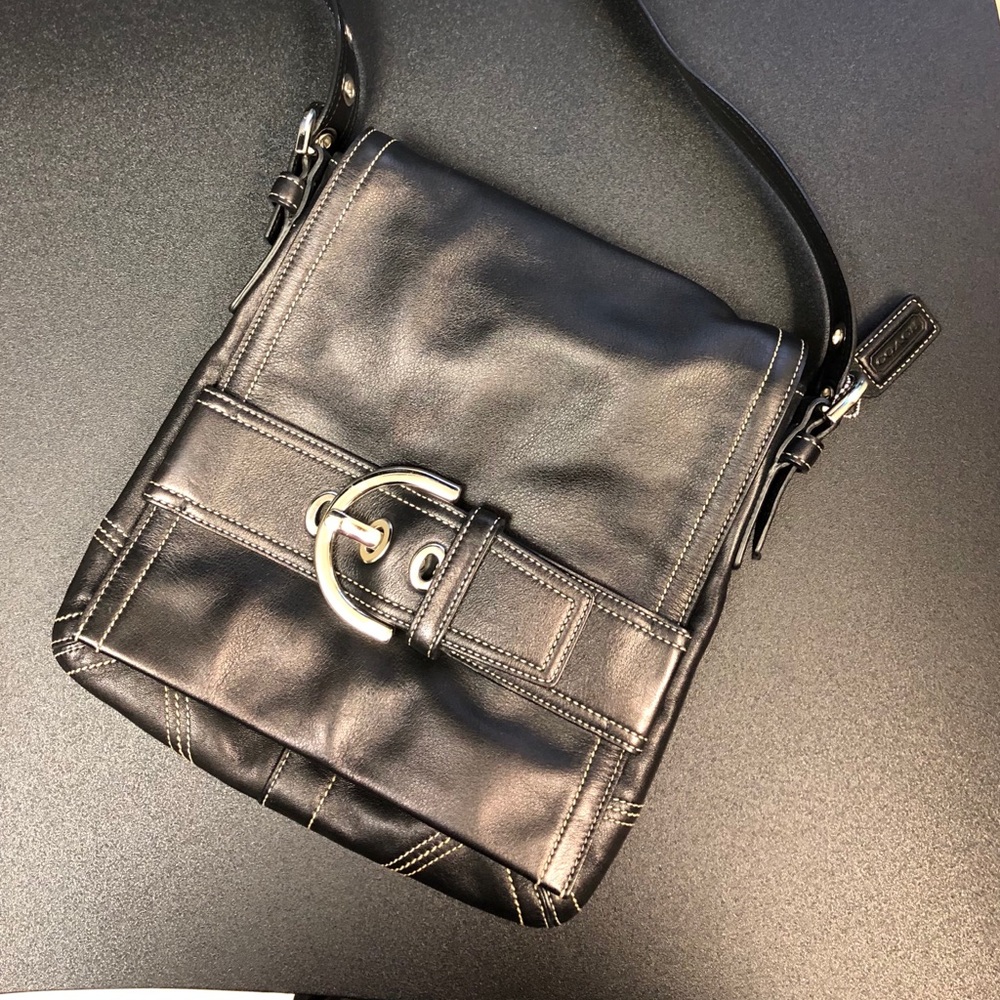 Black leather coach crossbody